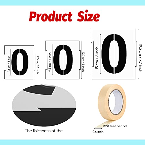20 Pieces Curb Stencil Kit 0-9 Address Number Reusable Plastic Numbers Stencils with 2 Rolls Masking Tape for Painting Address in Wall Wood Road Mailbox(3 Inch Height) - size: 3 Inch Height