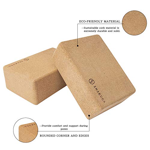 필라테스용 코르크 요가 블록 2팩, 10.2cm(4인치) 또는 7.6cm(3인치) 미끄럼 방지 및 고밀도 블록, 명상, 피트니스 및 스트레칭, 포즈 균형 향상을 위한 지지력 및 유연성 브릭