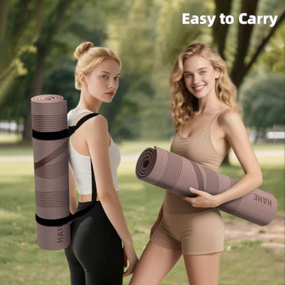 Yoga Mat High Density Exercise Mat, 76"x32"x0.27"Thick Wide & Large Yoga Mat for Women Men, Professional POE Workout Mat for Yoga, Pilates, Fitness & Stretching - color: Dark Brown