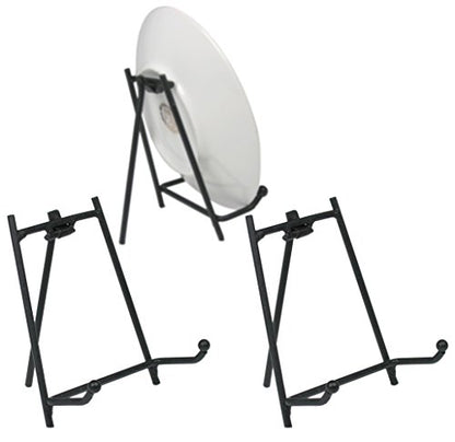 BANBERRY DESIGNS Black Easel Display Stand - Set of 3 Metal Easels - Wrought Iron Plate Stand - Picture Easels - 3.5 Inch High - size: 3 Inch