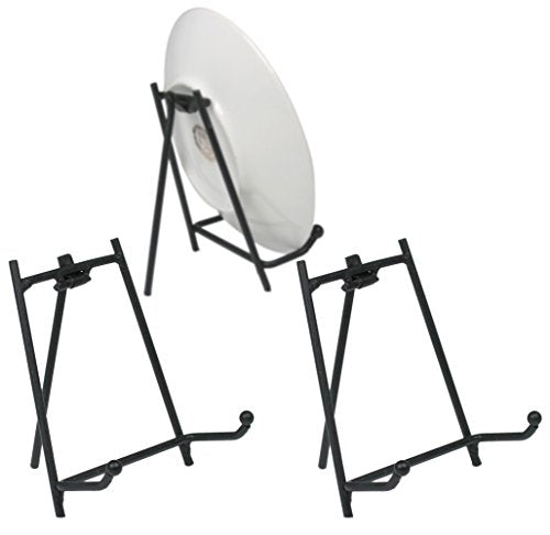 BANBERRY DESIGNS Black Easel Display Stand - Set of 3 Metal Easels - Wrought Iron Plate Stand - Picture Easels - 3.5 Inch High - size: 3 Inch