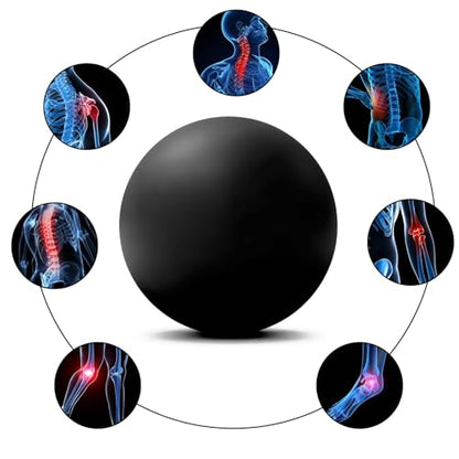 WOVTE Massage Lacrosse Ball for Sore Muscles, Shoulders, Neck, Back, Foot, Body, Deep Tissue, Trigger Point, Muscle Knots, Yoga and Myofascial Release (Black) - color: Black