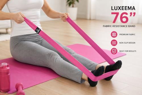 Premium 76" Extra Long Resistance Band for Working Out, 3" Wide Non-Slip Fabric Exercise Band for Stretching, Yoga, Strength Training & Physical Therapy (Pink)