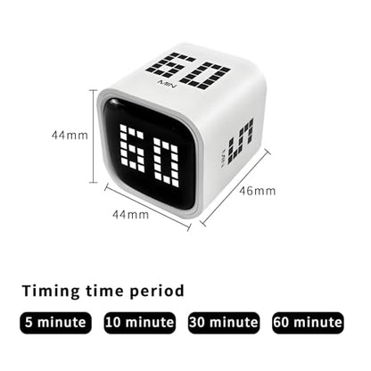 Qumox Digital Cube Timer, Rechargeable Flip Timer with Gravity Sensor & Manual Mode, 5/10/30/60 Minute Countdown, USB-C, LED Display, Vibration & Sound Alerts for Study, Work, Cooking, Fitness