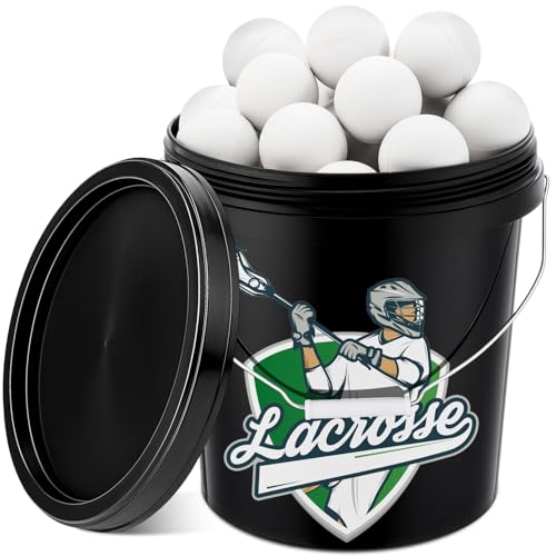 Sosation 36 Pack Lacrosse Balls Bucket 2.5 Inch Soft Rubber Lacrosse Practice Balls Official Size for Youth Indoor Outdoor Training, for Myofascial Release Therapy, Muscle Knot Remover - color: White Ball