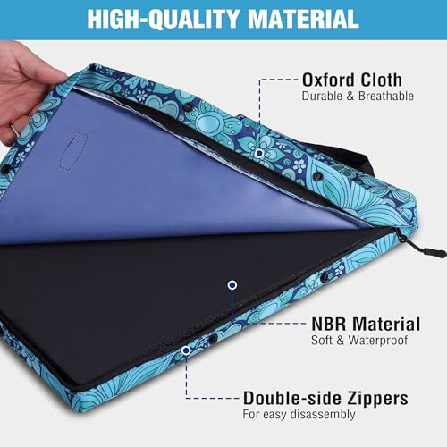 WORKPRO 17" Kneeling Pad with Removable Cover, Blue Floral Printing - color: Blue