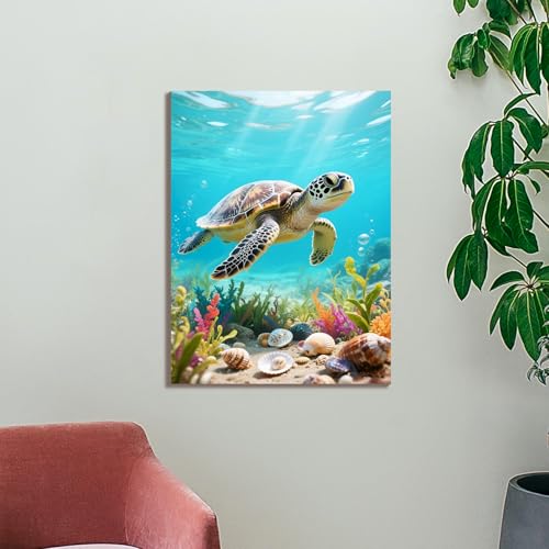 Muzagroo Paint by Numbers Oil Painting Kits for Adults DIY Sea Turtle Oil Painting for Beginners Hand Crafts Kits with Brushes and Acrylic Paints 16x20 inches (Sea Turtle) - color: Sea Turtle