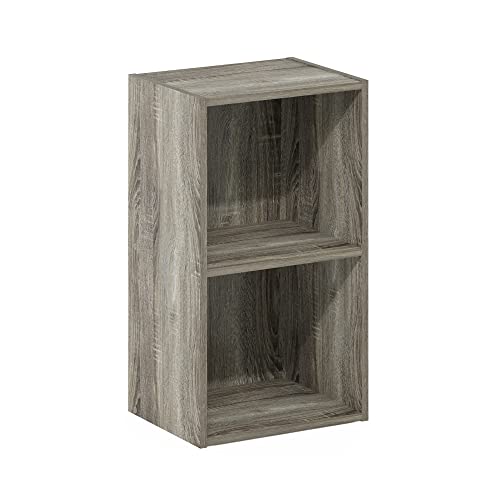 Furinno PASIR Book Shelf, 2-Tier Modern Bookshelf, Open Shelves Bookcase 9 x 12 x 21, Easy Assembly, for Living Room, Bedroom, Home Office, French Oak - color: French Oak, size: 2-Cube