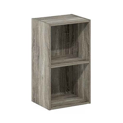 Furinno PASIR Book Shelf, 2-Tier Modern Bookshelf, Open Shelves Bookcase 9 x 12 x 21, Easy Assembly, for Living Room, Bedroom, Home Office, French Oak - color: French Oak, size: 2-Cube