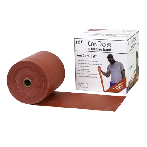 Cando W58512 Low Powder Exercise Band, 50 yd Length, Red, Light - color: Red: Light, size: 50 yard roll