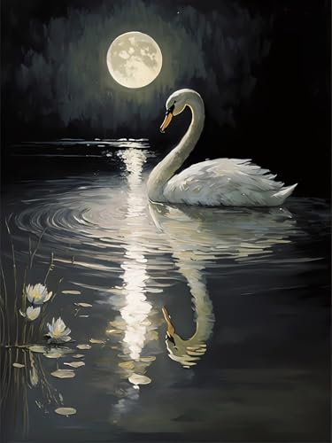 DIY Swan Diamond Art Kits for Adults, Diamond Painting Kits for Beginners | Diamond Dot for Adults, Small Dimond Art Paintings, Full Drill Gem Painting, Crafts for Adults, Home Wall Decor (12x16inch) - color: QY150