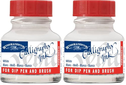 Winsor & Newton 1110702 Calligraphy Ink 30ml Bottle-White (Pack of 2) - color: White, size: 1 fl oz (Pack of 2)