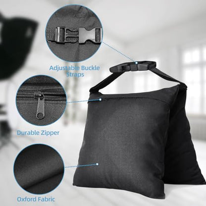 2 Packs Sandbags, Heavy Duty Sand Bags with 4 PE Bags, Sand Bags with Buckle Straps for Support Light Stand, C Stand, Light Stand with Caster, More 2/4/6/8 Packs Sandbag to Choose. - size: 2 PCS