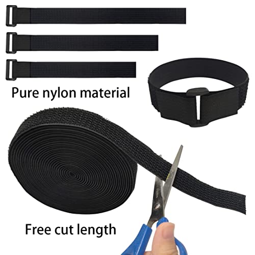 40ft Hook and Loop Straps with 60 Buckles, Adjustable Reusable Cable Straps, Arbitrarily Cut Fixing Nylon Cinch Strap
