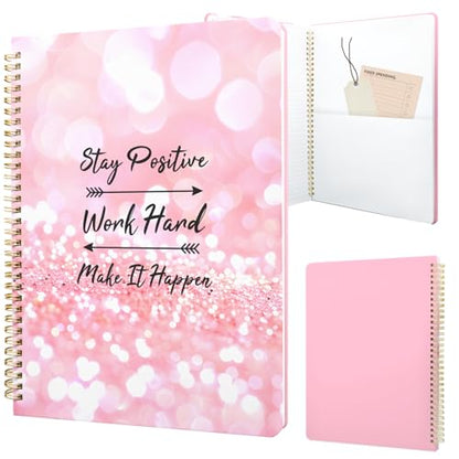 Cute Spiral Notebook journal A4 Aesthetic Pretty Design for Women Girls Kawaii with Pocket, 8.5 x 11 inch, Lined, Positive - color: Positive, style: Lined