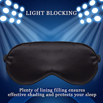 LERSVICVIL Sleep Mask 4 Pack Silk Eye Cover Soft Satin Blindfold Elastic Strap Night Eyeshade Travel Nap for Women Men - color: Black, Silver, Pink and Dark Green