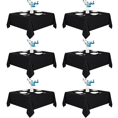Fitable 6 Pack Black Square Tablecloths 70x70 Inch for 2-4 Ft Tables | Stain & Wrinkle Resistant, Washable Polyester Cloth Covers for Wedding Party Dining Banquet Event Catering Reception - color: Black, size: 70x70 in, 6 Pack