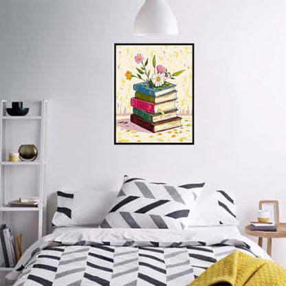 ACIOPPL Book Paint by Numbers for Adults Beginner Flowers Easy Paint by Number Kits on Canvas Floral Book Theme Oil Painting Canvas Acrylic DIY Oil Painting Set for Gift Home Wall Decor 16 x 20 Inch