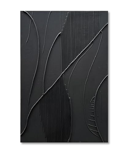 NANKAI Art Hand-Painted Modern Minimalist Abstract Art Black Texture Oil Painting Large Home Wall Art Deco Oil Painting 45x30 inches - color: Nkhb179