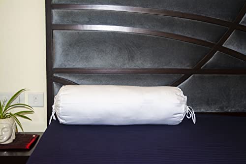 Saffron HANDICRAFTS Cotton 240TC - Bolster Cover Full Round Removable Cover for Neck Roll, Leg Rest,Yoga Practice, Meditation, Bed Sofa Couch (White, 6"x16" (15 cm x 40 cm)) - color: White, size: 6" x 16"