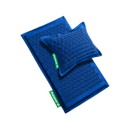 Pranamat Acupressure Large Mat and Pillow Set, Premium Acupressure Therapy for Pain Relief and Relaxation, Handcrafted in Europe with Sustainable and Natural Materials (Monaco Blue) - color: Monaco Blue