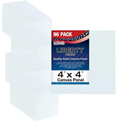 U.S. Art Supply 4 X 4 Inch Art Canvas Board Panels 96 Pack - 8 Ounce Heavyweight Cotton Acid Free Canvases for Painting Acrylics and Watercolor (1 Case of 96 Single Canvas Painting Panels) - size: 4" x 4"