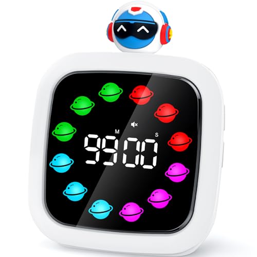 Yunbaoit Digital Visual Timer for Kids, 99-Minute Countdown, Rechargeable - color: Robot Doll-white