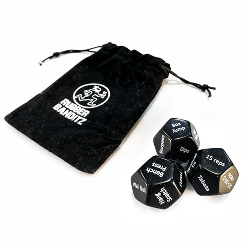 Rubberbanditz - Fitness Dice for Exercise & Workouts | Three Engaging 12-Sided Full Body Workout Dice | Ideal for Crossfit, Home Workouts, and Gyms | Fun Workout Equipment