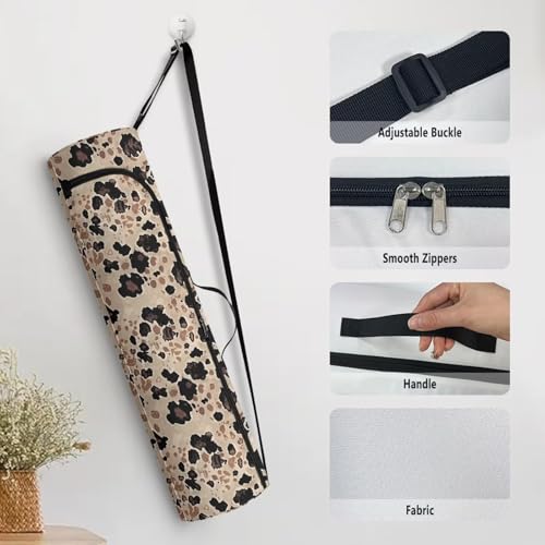 Yoga Mat Bag for Women & Men Full-Zip Yoga Mat Carrier Bag for Class Workout Park with Adjustable Strap - color: Cow Spot Print