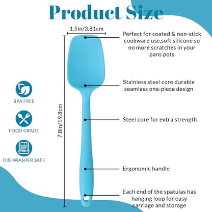 6 Pack Small Silicone Spatula - Small Rubber Spatula for Baking and Cooking Heat Resistant Non-Stick Spoon Spatula for Scraping Mixing Spreading