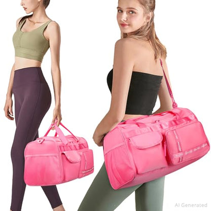 MAXTOP Large Gym Bag for Women Men Duffle Bag With Wet Dry Separation - color: Rose, style: Gym Bag