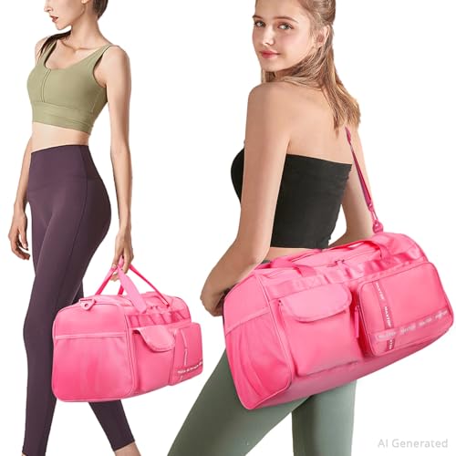MAXTOP Large Gym Bag for Women Men Duffle Bag With Wet Dry Separation - color: Rose, style: Gym Bag