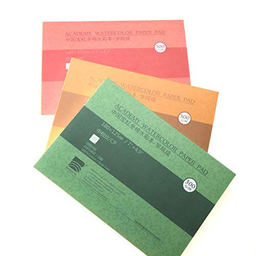 BAOHONG Academy Grade Watercolor Block, 100% Cotton, Acid-Free, 140LB/300GSM, Cold Press Textured, 20 Sheets per Block (Cold Press 15"x10.2") - size: Cold Press 15" x 10.2"