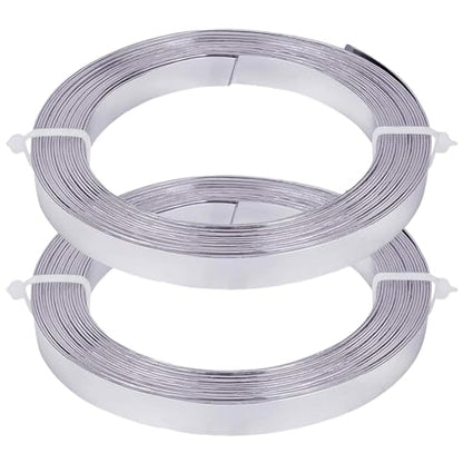 BENECREAT 32.8 Feet Flat Jewelry Craft Wire, 18 Gauge Aluminum Wire for Bezel, Sculpting, Armature, Jewelry Making(Silver, 10mm Wide, 16.4Feet/Roll, 2Rolls) - size: 10mm Wide