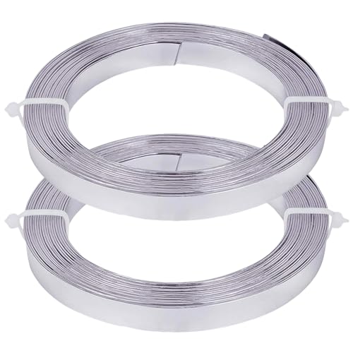 BENECREAT 32.8 Feet Flat Jewelry Craft Wire, 18 Gauge Aluminum Wire for Bezel, Sculpting, Armature, Jewelry Making(Silver, 10mm Wide, 16.4Feet/Roll, 2Rolls) - size: 10mm Wide