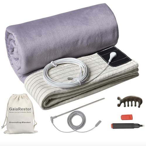 Grounding Blanket, 80"x60", Purple, Indoor&Outdoor, Cotton Blend with Silver Fiber, Includes Indoor Plug&40Ft Outdoor Grounding Wire, Improves Sleep, Reduces Pain & Boosts Energy - color: Purple