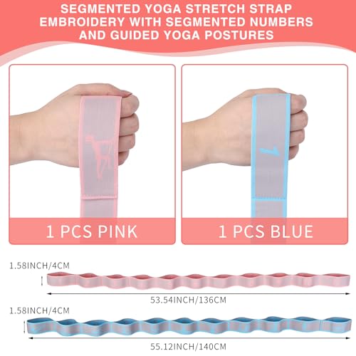 Elastic Yoga Stretching Strap with Loops, CEILIWEN Stretch Straps for Physical Therapy, Pilates Stretch Band, Elastic Exercise Bands, Leg Stretching Strap, Stretch Resistance Bands for Exercise - color: 11 Loops - 2 PCS