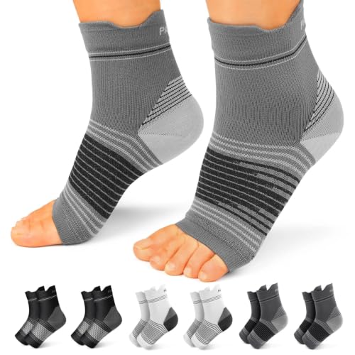 PAPLUS 6 Pairs Compression Socks with Arch Support for Plantar Fasciitis - color: 2 Black+2 Gray+2 White(6 Pairs), size: Large(6 Pair)