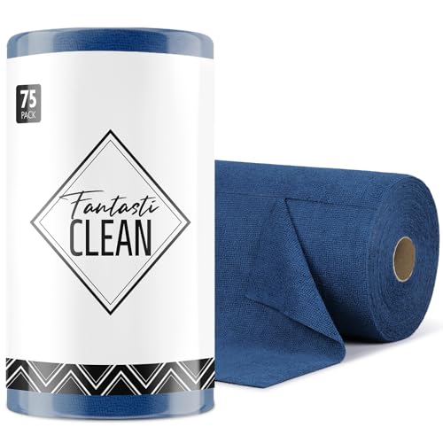 Fantasticlean Microfiber Cleaning Cloth Roll-75 Sheets, 12"x12" (Navy Blue) - color: Navy Blue, size: 75 pack