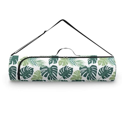 Yoga Mat Bag for Women & Men Full-Zip Yoga Mat Carrier Bag for Class Workout Park with Adjustable Strap - color: Green Palm Leaf