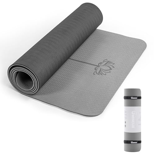 UMINEUX Yoga Mat Extra Thick 1/3'' & 2/5" Non Slip Yoga Mats for Women Eco Friendly TPE Fitness Exercise Mat with Carrying Sling & Storage Bag - color: Glacier Gray & Jet Black, size: 72"x24"x1/3"