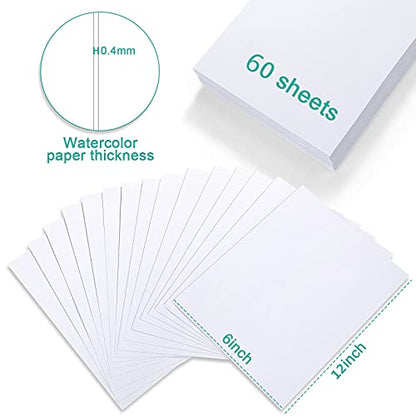 TecUnite 60 Sheets Watercolor Paper Pad Bulk, 6 x 12 Inch, Cold Press - color: Cold Press, size: 6 x 12 inch