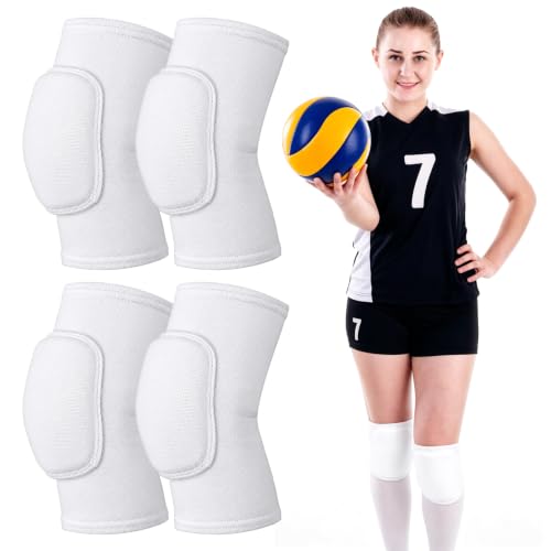 2 Pairs Volleyball Knee Pads Youth, White Knee Pads for Girls, Women, Kids - color: White, size: Medium
