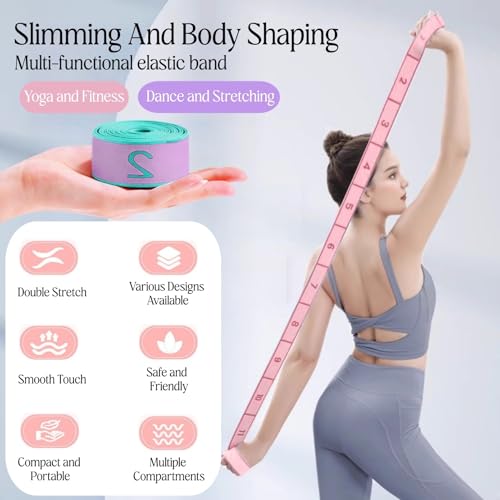 Multi-Loop Stretch Band - Yoga, Pilates, Ballet, and Physical Therapy Stretching Strap for Flexibility, Leg Stretching, and Exercise - Durable Stretching Equipment - color: Purple - 11 Loops