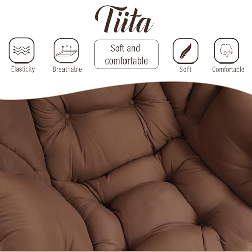 Tiita Lazy Chair with Ottoman, Comfy Reading Accent Chair, Brown | Foldable Footrest, Padded Seat and Backrest, Side Pocket for Lounging in Living Rooms, Bedrooms, Dorms and Small Spaces - color: Peach Skin Brown