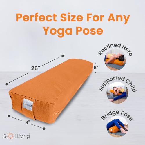Pranayama Yoga Bolster Meditation Pillow - color: Tango, size: Rectangular 26" x 8" x 5"