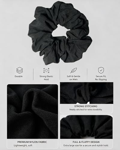 Yoga Mat Scrunchie - Elastic Mat Holder, Fits Standard Yoga Mats - color: BLACK