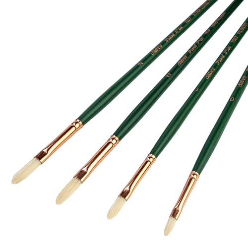 Silver Brush Limited Grand Prix Multilength Filbert Oil Brush Set, 4pc | Long Handle, Stiff Flagged Hog Bristle, Superb Paint Absorbency, Lightly Textured Soft-edged Strokes, Easel Painting - color: Multilength Filbert Set