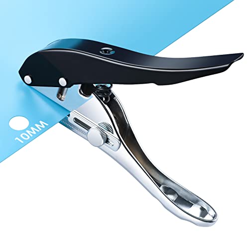 Heavy Duty Single Hole Punch - Portable Hand Held for Paper, Cards, Plastic & Cardboard (10MM Black) - color: 10MM BLACK