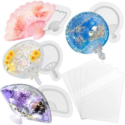Resin Shaker Molds Hand Fan Set with Films for Kawaii Keychain Charms - color: Hand Fan